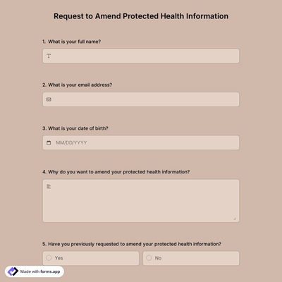 Request to Amend Protected Health Information