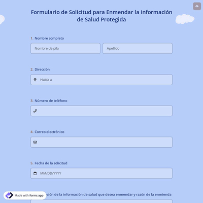 Formulario de Solicitud para Enmendar la Información de Salud Protegida