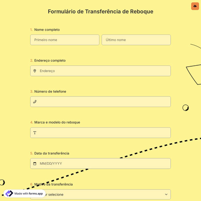 Formulário de Transferência de Reboque