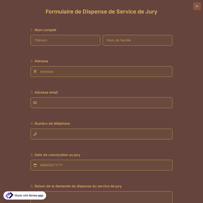 Formulaire de Dispense de Service de Jury
