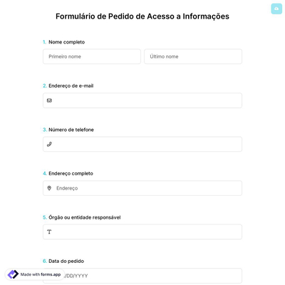 Formulário de Pedido de Acesso a Informações