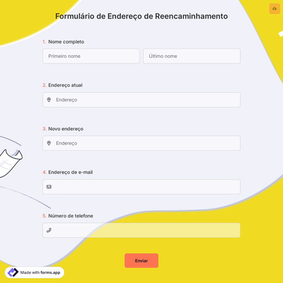 Formulário de Endereço de Reencaminhamento