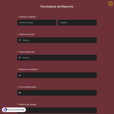 Formulario de Reenvío