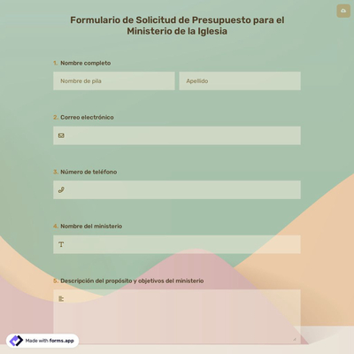 Formulario de Solicitud de Presupuesto para el Ministerio de la Iglesia