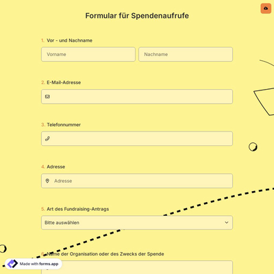 Formular für Spendenaufrufe
