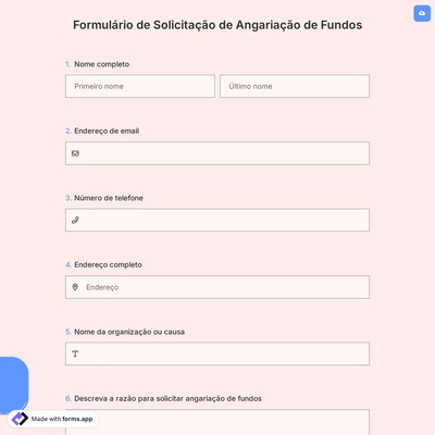 Formulário de Solicitação de Angariação de Fundos