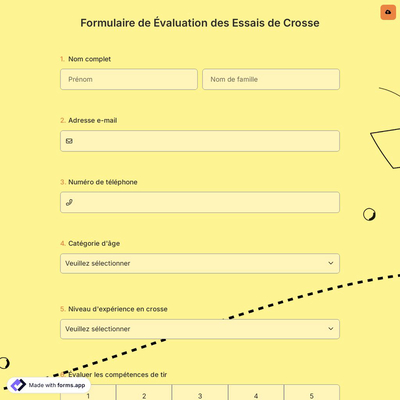 Formulaire de Évaluation des Essais de Crosse