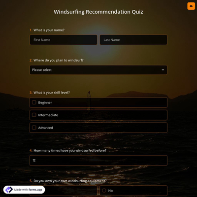 Windsurfing Recommendation Quiz