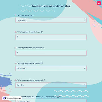 Trousers Recommendation Quiz