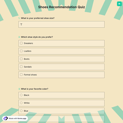 Shoes Recommendation Quiz