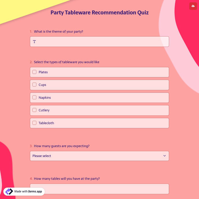 Party Tableware Recommendation Quiz