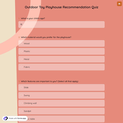 Outdoor Toy Playhouse Recommendation Quiz
