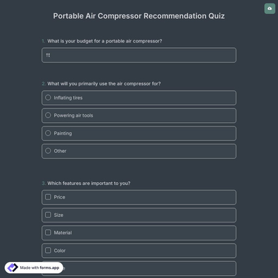 Portable Air Compressor Recommendation Quiz