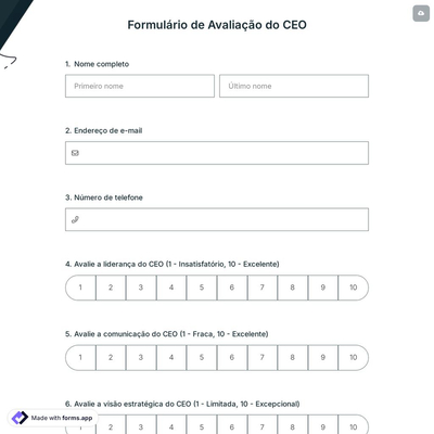 Formulário de Avaliação do CEO