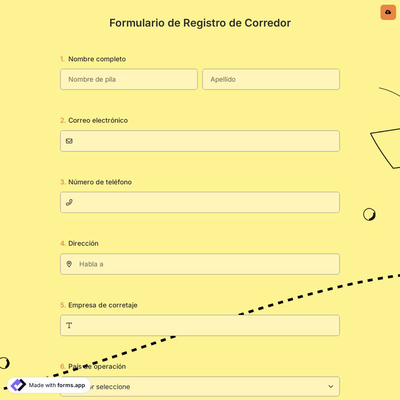 Formulario de Registro de Corredor