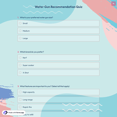 Water Gun Recommendation Quiz