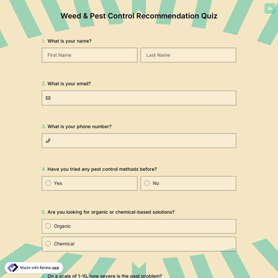 Weed & Pest Control Recommendation Quiz