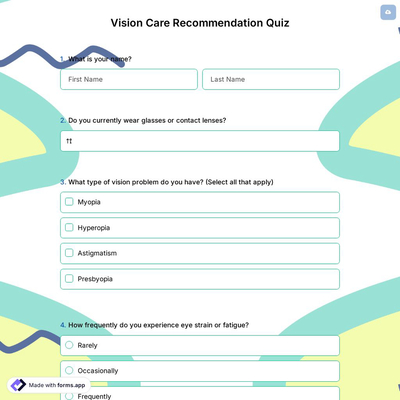 Vision Care Recommendation Quiz