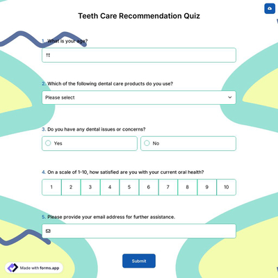Teeth Care Recommendation Quiz