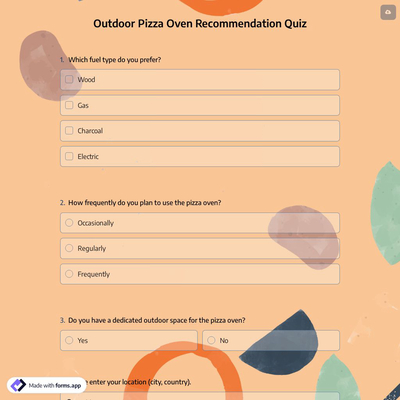 Outdoor Pizza Oven Recommendation Quiz