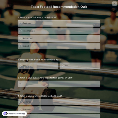 Table Football Recommendation Quiz