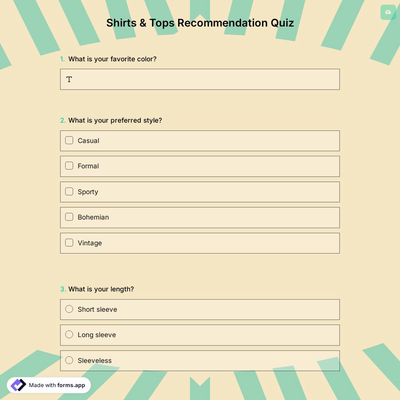 Shirts & Tops Recommendation Quiz