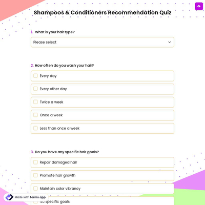 Shampoos & Conditioners Recommendation Quiz