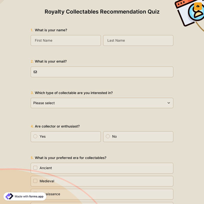 Royalty Collectables Recommendation Quiz