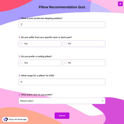 Pillow Recommendation Quiz