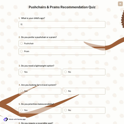 Pushchairs & Prams Recommendation Quiz