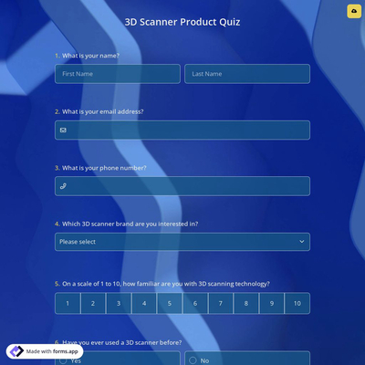 3D Scanner Product Quiz