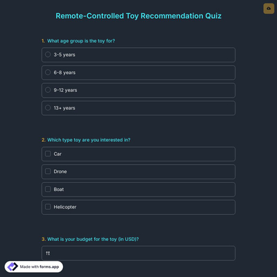 Remote-Controlled Toy Recommendation Quiz