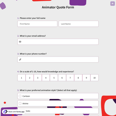 Animator Quote Form