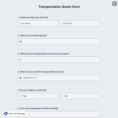 Transportation Quote Form