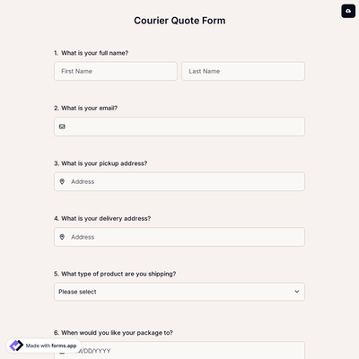 Courier Quote Form