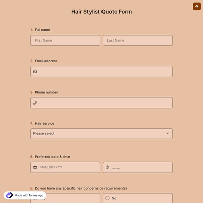 Hair Stylist Quote Form