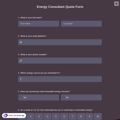 Energy Consultant Quote Form