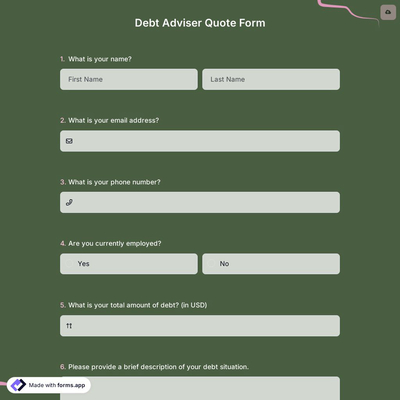 Debt Adviser Quote Form