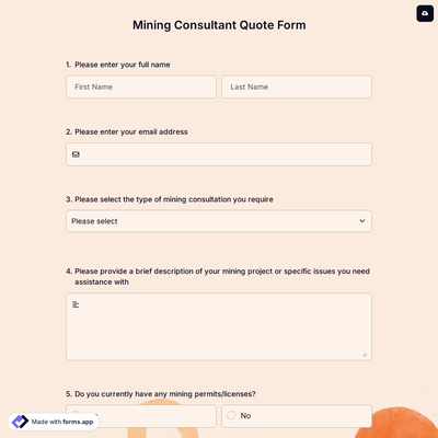 Mining Consultant Quote Form