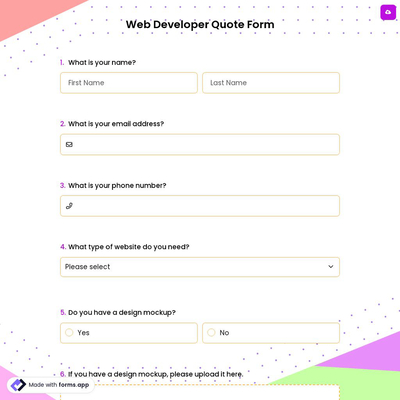 Web Developer Quote Form