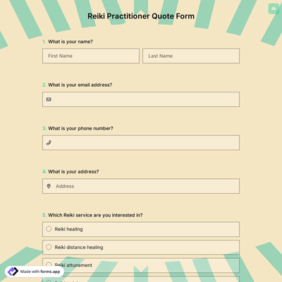 Reiki Practitioner Quote Form
