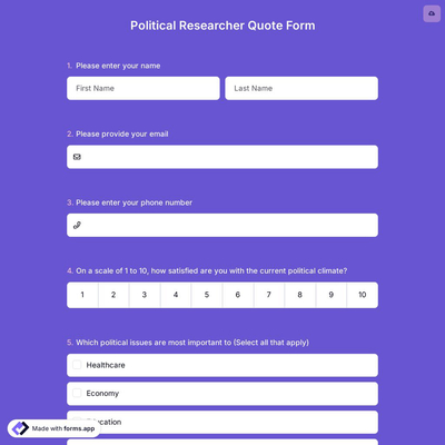 Political Researcher Quote Form