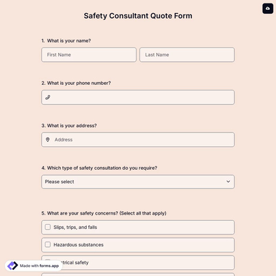 Safety Consultant Quote Form