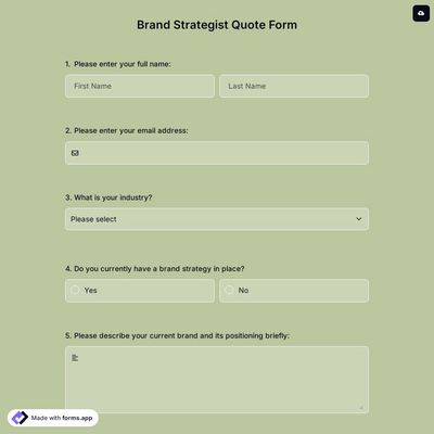Brand Strategist Quote Form