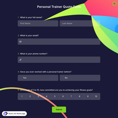 Personal Trainer Quote Form