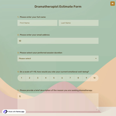 Dramatherapist Estimate Form