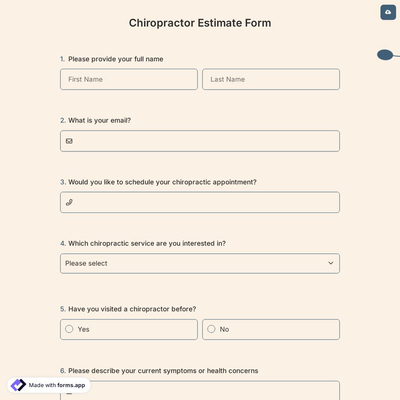 Chiropractor Estimate Form