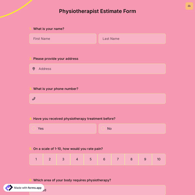 Physiotherapist Estimate Form