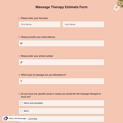 Massage Therapy Estimate Form