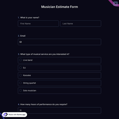 Musician Estimate Form